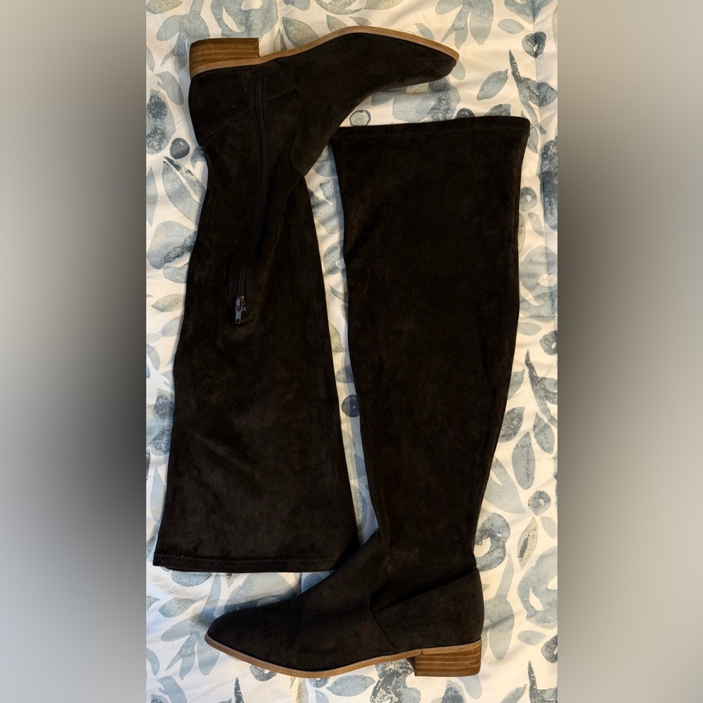 Mi.iM Chocolate Brown Over-the-Knee Boots with Wooden Heel